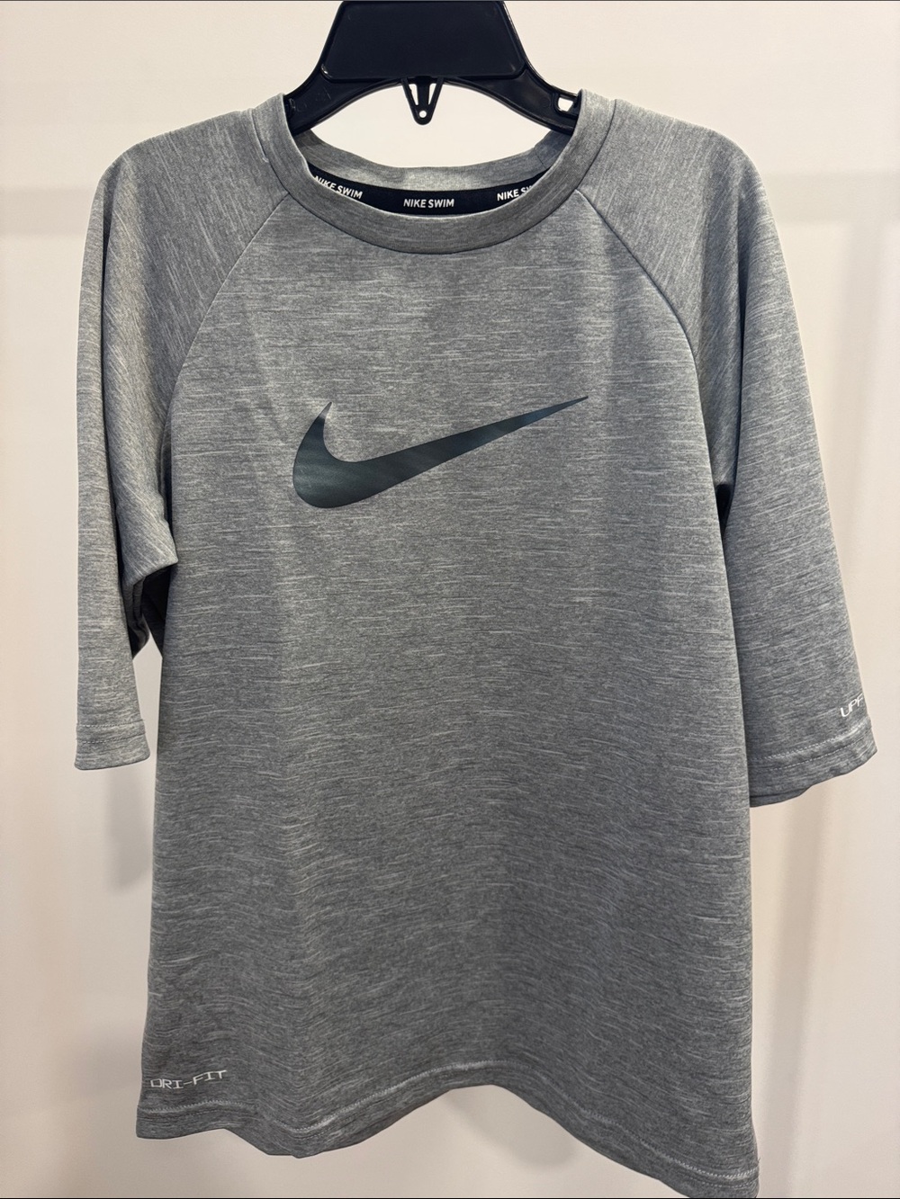 Nike Gray Swoosh Short-Sleeve Swim Top